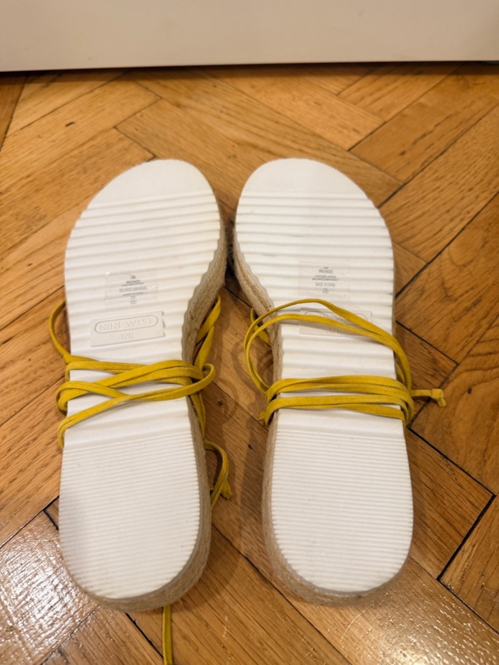 Nine West Lace-Up Platform Sandals Size 12 – Yellow Strappy, Never Worn - Picture 4 of 5